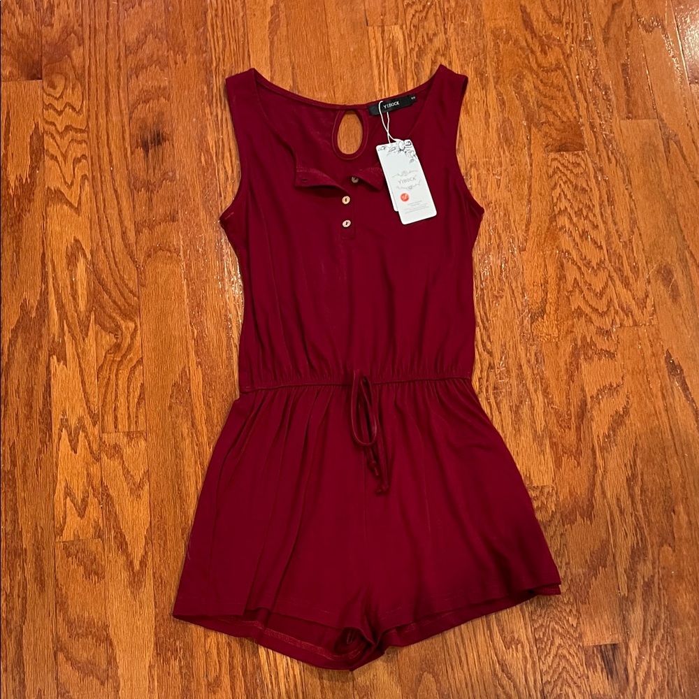 Elegant Burgundy Sleeveless Romper
